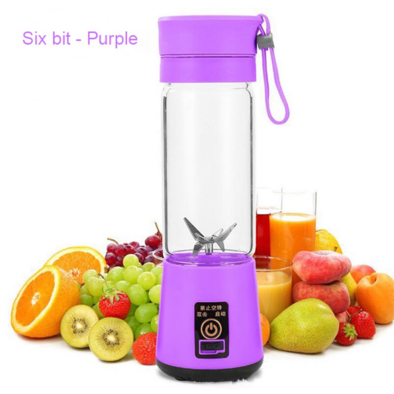 4 Colors USB Rechargeable Portable Mixer 6 Blades Juicer Juice Citrus Lemon Vegetable Fruit Smoothie Squeezer