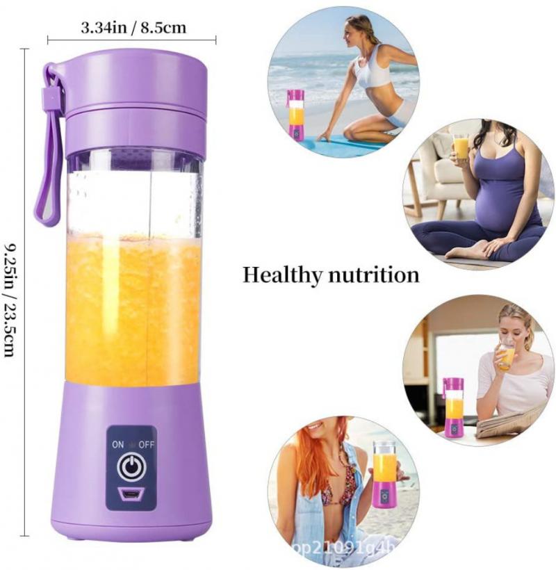 4 Colors USB Rechargeable Portable Mixer 6 Blades Juicer Juice Citrus Lemon Vegetable Fruit Smoothie Squeezer