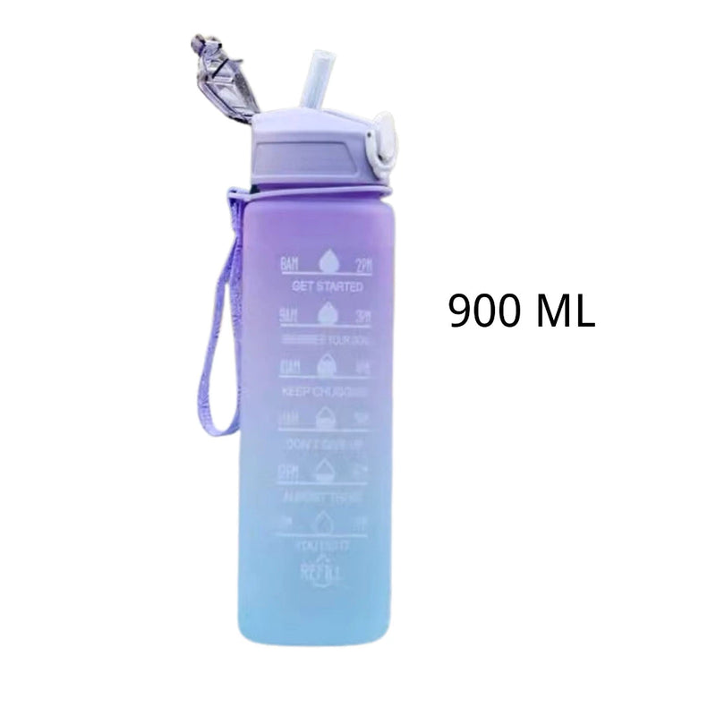 Kit 3 Garrafas De Água Degradê 2Litros e 900ml e 300ml Frase Motivacional Academia Treino Esporte Corrida Natação