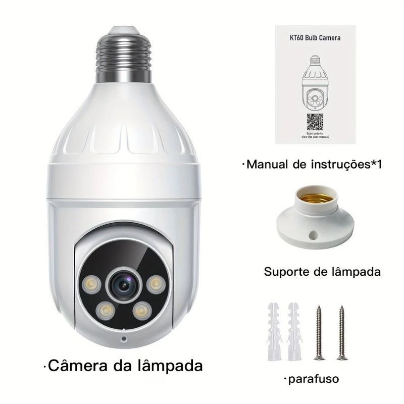 Câmera de segurança wi-fi ip sem fio 360 encaixe lampada aplicativo yoosee ptz full HD visão noturna - bivolt