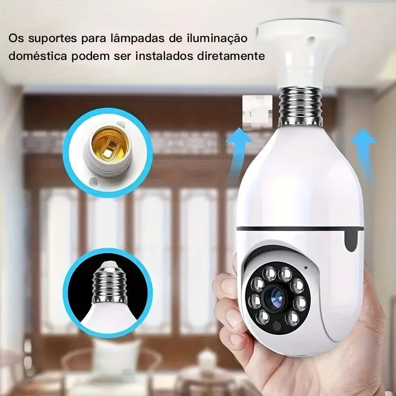 Câmera de segurança wi-fi ip sem fio 360 encaixe lampada aplicativo yoosee ptz full HD visão noturna - bivolt