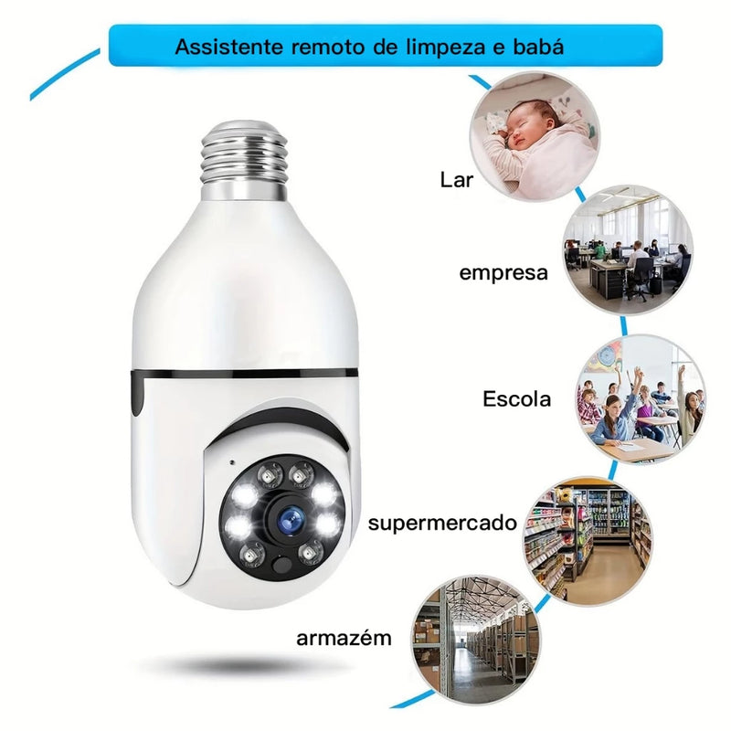 Câmera de segurança wi-fi ip sem fio 360 encaixe lampada aplicativo yoosee ptz full HD visão noturna - bivolt