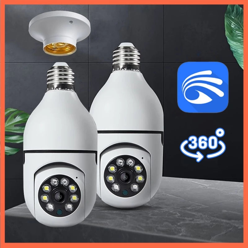 Câmera de segurança wi-fi ip sem fio 360 encaixe lampada aplicativo yoosee ptz full HD visão noturna - bivolt